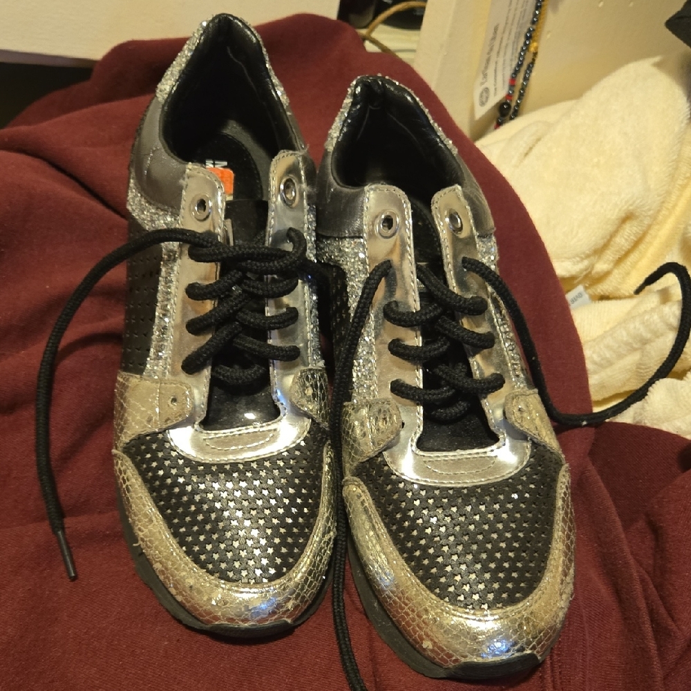 Michael Kors Silver and Black Athletic Shoes